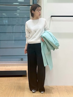 「アイテム（トレンチコート、グリーン系）」を使った、asamiさん（レディース・156cm）の春コーディネート