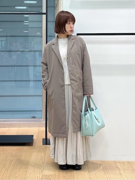 「アイテム（ポンチョ）」を使った、asamiさん（レディース・156cm）の冬コーディネート