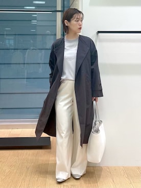 「アイテム（トレンチコート、グレー系）」を使った、asamiさん（レディース・156cm）の春コーディネート