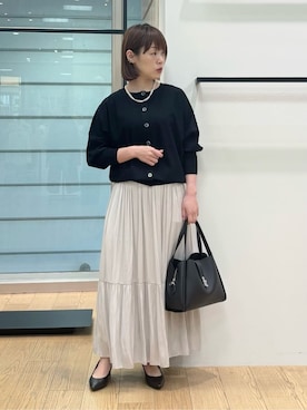 「INDIVI（インディヴィ）の【マルチWAY】2連シンプルパール調ネックレス（ネックレス、ゴールド系）」を使った、asamiさん（レディース・156cm）の春コーディネート