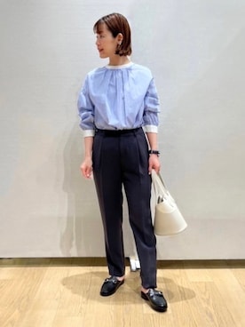 「カラー×コーデ」｜「アイテム（スーツパンツ）」を使った、asamiさん（レディース・156cm）の春コーディネート