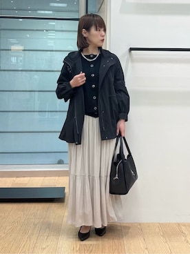 「THE SHOP TK （ザ ショップ ティーケー ）のクールマックスミニダイヤドレスシャツ（シャツ/ブラウス、ブルー系）」を使った、asamiさん（レディース・156cm）の春コーディネート