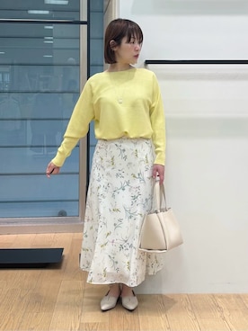 「INDIVI（インディヴィ）のスクエアトップロングネックレス（ネックレス、シルバー系）」を使った、asamiさん（レディース・156cm）の春コーディネート