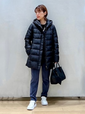 「インディヴィ」｜「アイテム（その他アウター）」を使った、asamiさん（レディース・156cm）の冬コーディネート