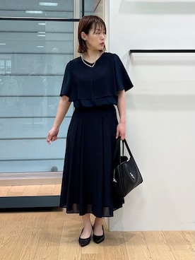 「INDIVI（インディヴィ）の【着る日傘】シフォンドッキングブラウス（シャツ/ブラウス、ブルー系）」を使った、asamiさん（レディース・156cm）の春コーディネート