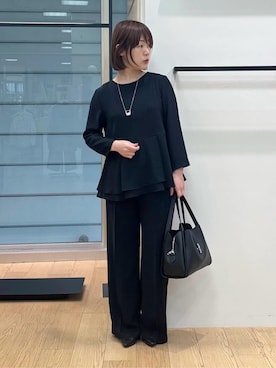 「INDIVI（インディヴィ）のスクエアトップロングネックレス（ネックレス、シルバー系）」を使った、asamiさん（レディース・156cm）の春コーディネート