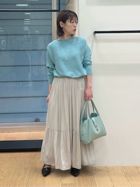 「INDIVI（インディヴィ）の【選べるデザイン】スモールワントップネックレス（ネックレス、シルバー系）」を使った、asamiさん（レディース・156cm）の春コーディネート