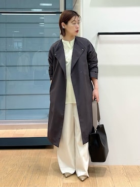 「アイテム（トレンチコート、グレー系）」を使った、asamiさん（レディース・156cm）の春コーディネート