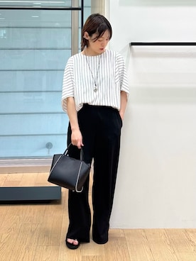 「INDIVI（インディヴィ）の【UVケア／接触冷感】ジョーゼットドルマンブラウス（シャツ/ブラウス、ホワイト系）」を使った、asamiさん（レディース・156cm）の秋コーディネート