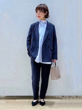 「いまどきジャケット写真」｜「アイテム（スーツジャケット）」を使った、asamiさん（レディース・156cm）の春コーディネート
