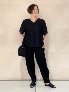 「サテンパンツ」｜「アイテム（その他）」を使った、Itoさん（レディース・160cm）の秋コーディネート