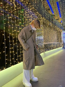 「Bershka（ベルシュカ）のアイテム（ブーツ、ホワイト系）」を使った、hiroki さん（メンズ・170cm）の冬コーディネート