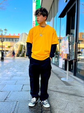 イエロー系のアイテムを使った 大学生コーデ のメンズ人気ファッションコーディネート Wear
