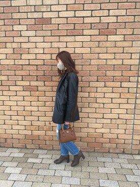 「LOWRYS FARM（ローリーズファーム）のストレッチヒールブーツ　851418（ブーツ）」を使った、pooooh000015さん（レディース・159cm）の冬コーディネート