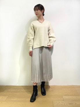 「ボリュームニット」｜「アイテム（スカート）」を使った、KANNAさん（レディース・170cm）の冬コーディネート