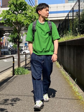 「GU（ジーユー）のアイテム（バックパック/リュック）」を使った、shigesan001さん（メンズ・177cm）の春コーディネート