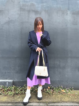「ARMANI EXCHANGE（アルマーニエクスチェンジ）のアイテム（チェスターコート）」を使った、furuyamanさん（レディース・161cm）の秋コーディネート