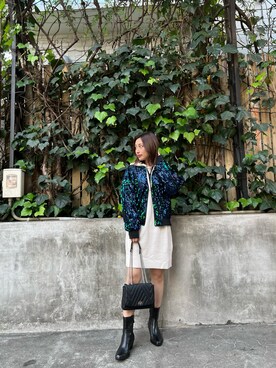 「ARMANI EXCHANGE（アルマーニエクスチェンジ）の【A|X アルマーニ エクスチェンジ】フーデッドニットワンピース（ワンピース、ホワイト系）」を使った、furuyamanさん（レディース・161cm）の秋コーディネート