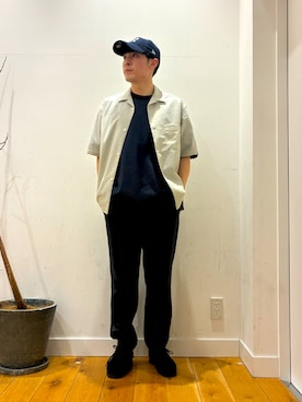 「URBAN RESEARCH DOORS（アーバンリサーチドアーズ）のNew Era　920 FRENCH LINEN（キャップ、ブルー系）」を使った、RIRUさん（メンズ・175cm）の春コーディネート