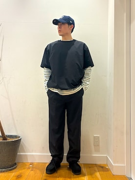 「アイテム（帽子）」を使った、RIRUさん（メンズ・175cm）の春コーディネート