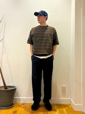 「URBAN RESEARCH DOORS（アーバンリサーチドアーズ）の『吸水速乾/接触冷感/イージーケア』クイックドライ ショートスリーブTシャツ（Tシャツ/カットソー、ホワイト系）」を使った、RIRUさん（メンズ・175cm）の春コーディネート