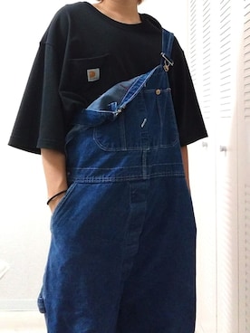 「古着女子」｜「アイテム（オールインワン・サロペット）」を使った、macaron 相互さん（メンズ・170cm）の冬コーディネート