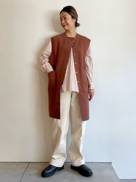 「ホワイトデニム」｜「アイテム（その他アウター）」を使った、Hanada_TOMORROWLANDさん（レディース・166cm）の冬コーディネート