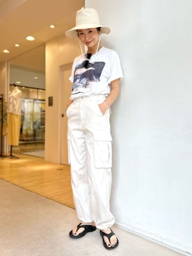 「トゥモローランド」｜「アイテム（帽子）」を使った、Hanada_TOMORROWLANDさん（レディース・166cm）の夏コーディネート