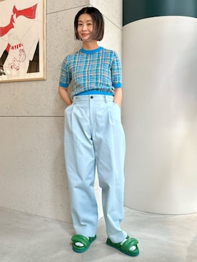 CABaN コットンカシミヤチェックジャカード ハーフスリーブプルオーバー caban（キャバン）の「CABaN コットンカシミヤチェックジャ