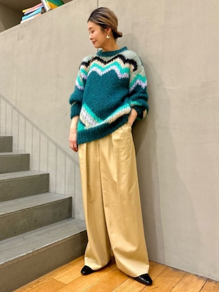 MACPHEE（マカフィー）の「カラーインターシャ クルーネックプル