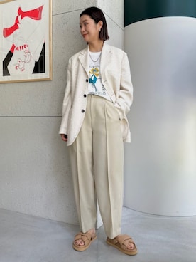 「トゥモローランド」｜「アイテム（ダウンジャケット/コート）」を使った、Hanada_TOMORROWLANDさん（レディース・166cm）の春コーディネート