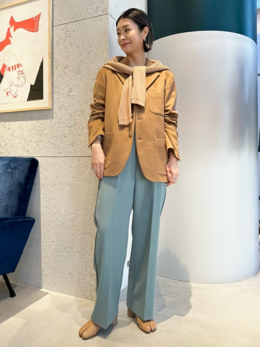 現行✨　CABaN コットンカシミヤ パイピングVネックショートカーディガン caban（キャバン）の「CABaN コットンカシミヤ パイピングV