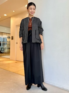 「BALLSEY（ボールジィ）のアイテム（ノーカラージャケット）」を使った、Hanada_TOMORROWLANDさん（レディース・166cm）の秋コーディネート