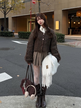 「アイテム（マフラー）」を使った、mio👨🏼‍💼🥣‎⋆˙さん（レディース・154cm）の秋コーディネート