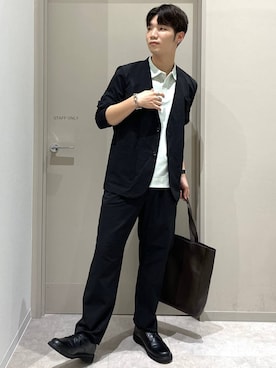 「GLOBAL WORK（グローバルワーク）の軽量ジャストポケット/A4 Zipトート/243948（トートバッグ、ブラウン系）」を使った、ゆさん（メンズ・175cm）の夏コーディネート