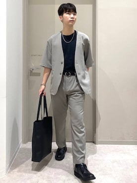 「アイテム（ノーカラージャケット）」を使った、ゆさん（メンズ・175cm）の夏コーディネート