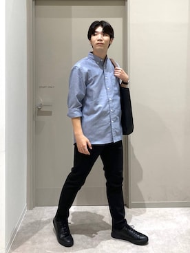 「GLOBAL WORK（グローバルワーク）の軽量ジャストポケット/A4 Zipトート/243948（トートバッグ、ブラック系）」を使った、ゆさん（メンズ・175cm）の夏コーディネート