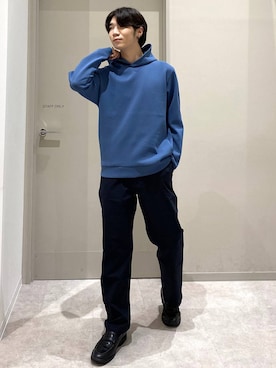 「GLOBAL WORK（グローバルワーク）のライトクッションパーカー/1066728（パーカー、ブルー系）」を使った、ゆさん（メンズ・175cm）の秋コーディネート