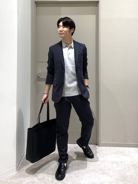 「GLOBAL WORK（グローバルワーク）の軽量ジャストポケット/3Roomトート/612723（トートバッグ、ブラック系）」を使った、ゆさん（メンズ・175cm）の夏コーディネート