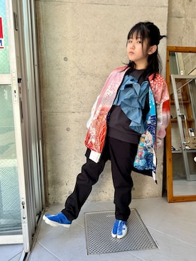 「アイテム（ノーカラージャケット）」を使った、sskさん（キッズ・144cm）の秋コーディネート