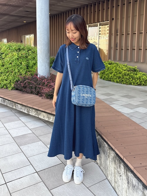 LACOSTE☆ヘリテージ ジャカード ショルダーバッグ セール】ヘリテージジャカード モノグラムデニムミニショルダー