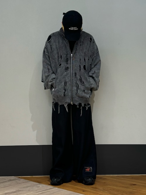 LHP ルミネエスト新宿店tsukasaさんのカーディガン/ボレロ「DankeSchon/ダンケシェーン/DAMAGE PIGMENT KNIT DRIVERS(DANKE SCHON|ダンケシェーン)」を使ったコーディネート