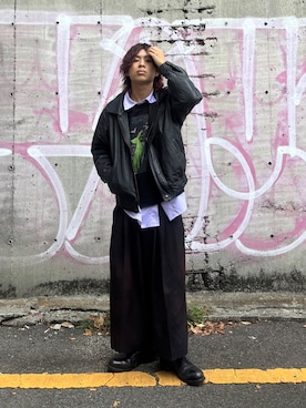 「ADRER（アドラー）のextra quality wide sleeve long-T/エクストラクオリティワイドスリーブロンT（Tシャツ/カットソー）」を使った、しゅーたさん（メンズ・167cm・10代）の秋コーディネート