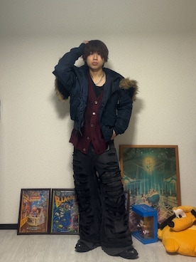 「アイテム（カーディガン/ボレロ）」を使った、しゅーたさん（メンズ・167cm・10代）の冬コーディネート