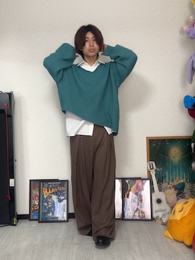 「アイテム（スラックス）」を使った、しゅーたさん（メンズ・167cm）の秋コーディネート