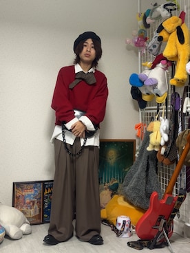 「アイテム（ハンチング/ベレー帽）」を使った、しゅーたさん（メンズ・167cm）の秋コーディネート