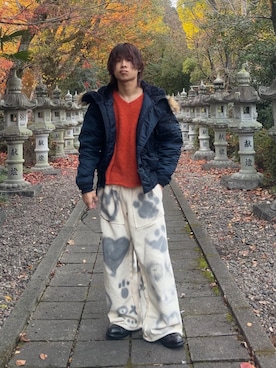 「アイテム（スウェットパンツ）」を使った、しゅーたさん（メンズ・167cm・10代）の冬コーディネート