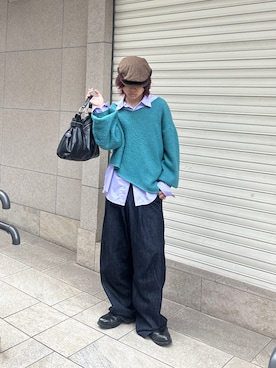 「SINSS（シンス）のWide balloon denim / ワイドバルーンデニム（デニムパンツ）」を使った、しゅーたさん（メンズ・167cm）の秋コーディネート