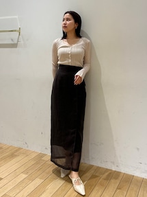 サテンパイピングシアーIラインスカート｜ラグナムーン