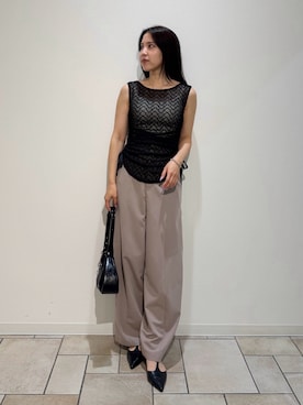 「LAGUNAMOON（ラグナムーン）のフックチェーンネックレス（ネックレス、シルバー系）」を使った、NANAMI NAKAMURAさん（レディース・160cm）の夏コーディネート